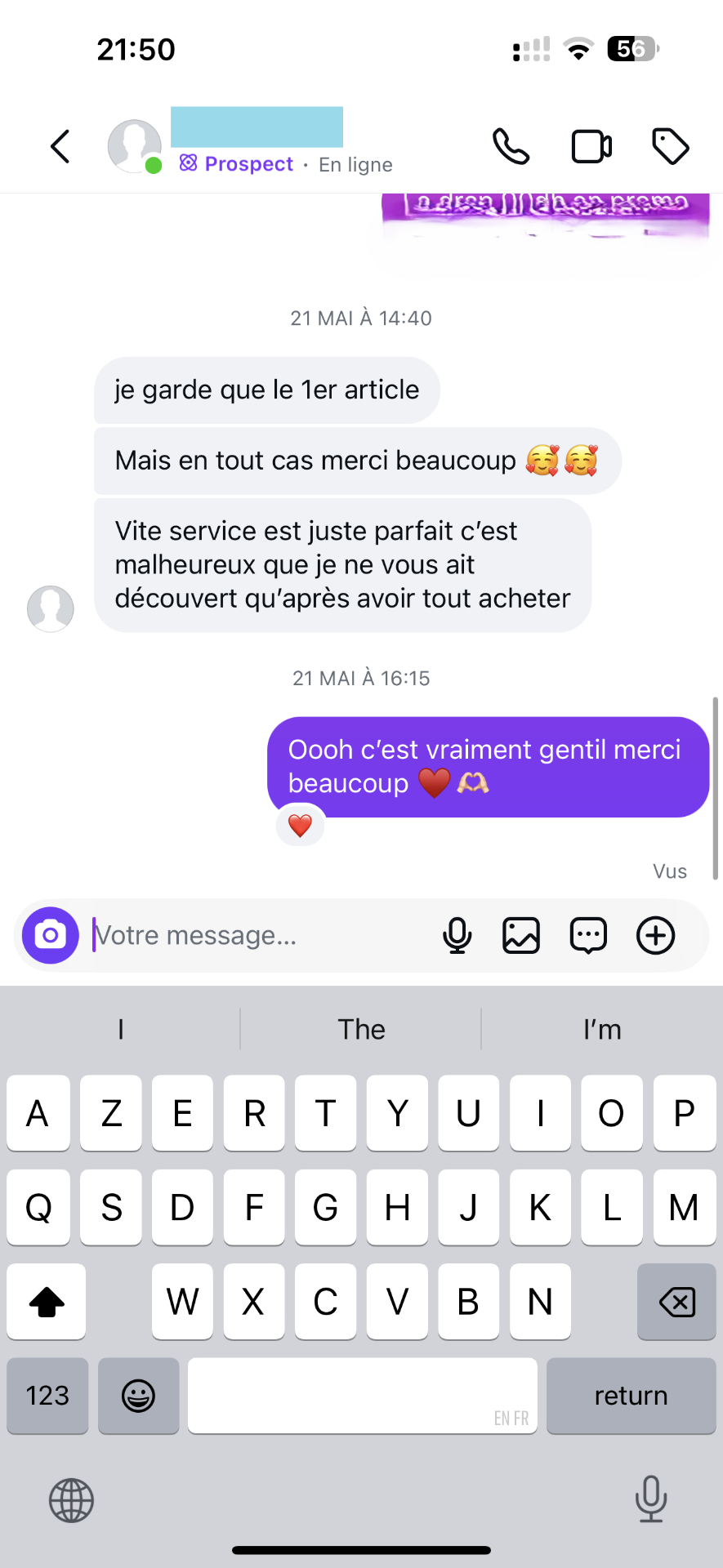 Message client de Salma