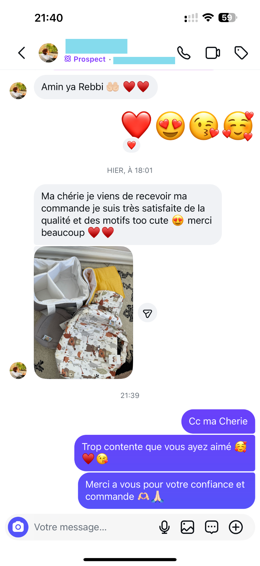 Message client de Fatima Zahra