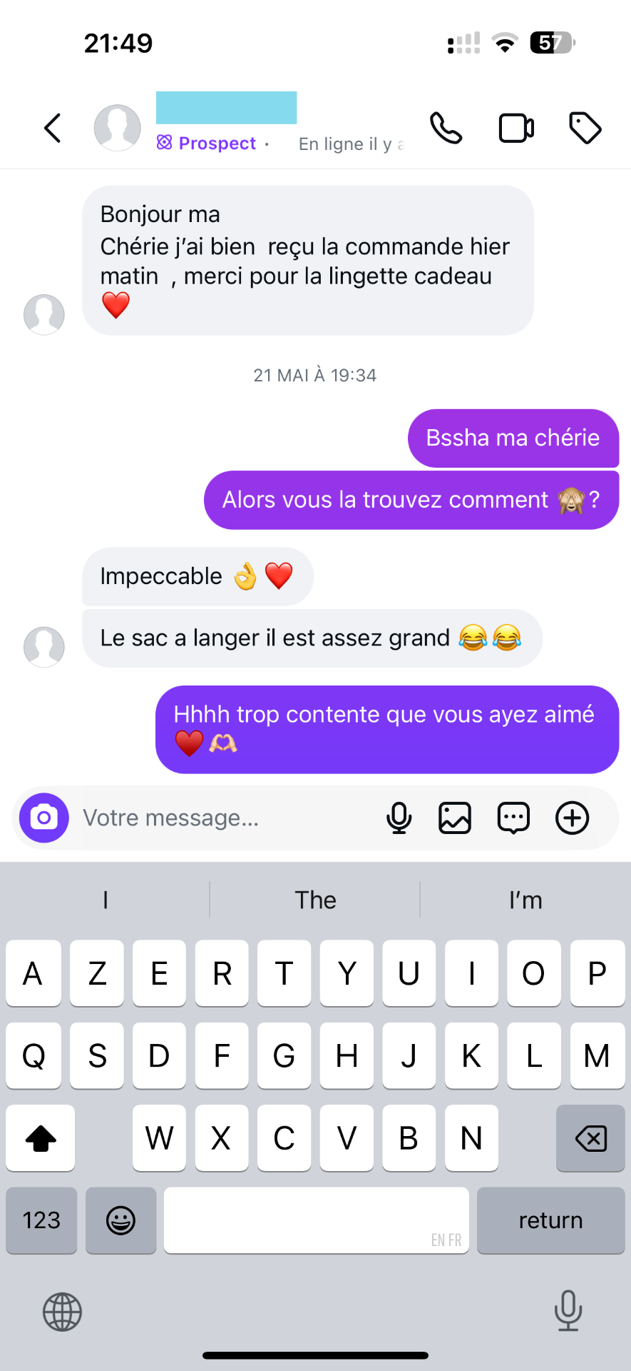 Message client de Nadia
