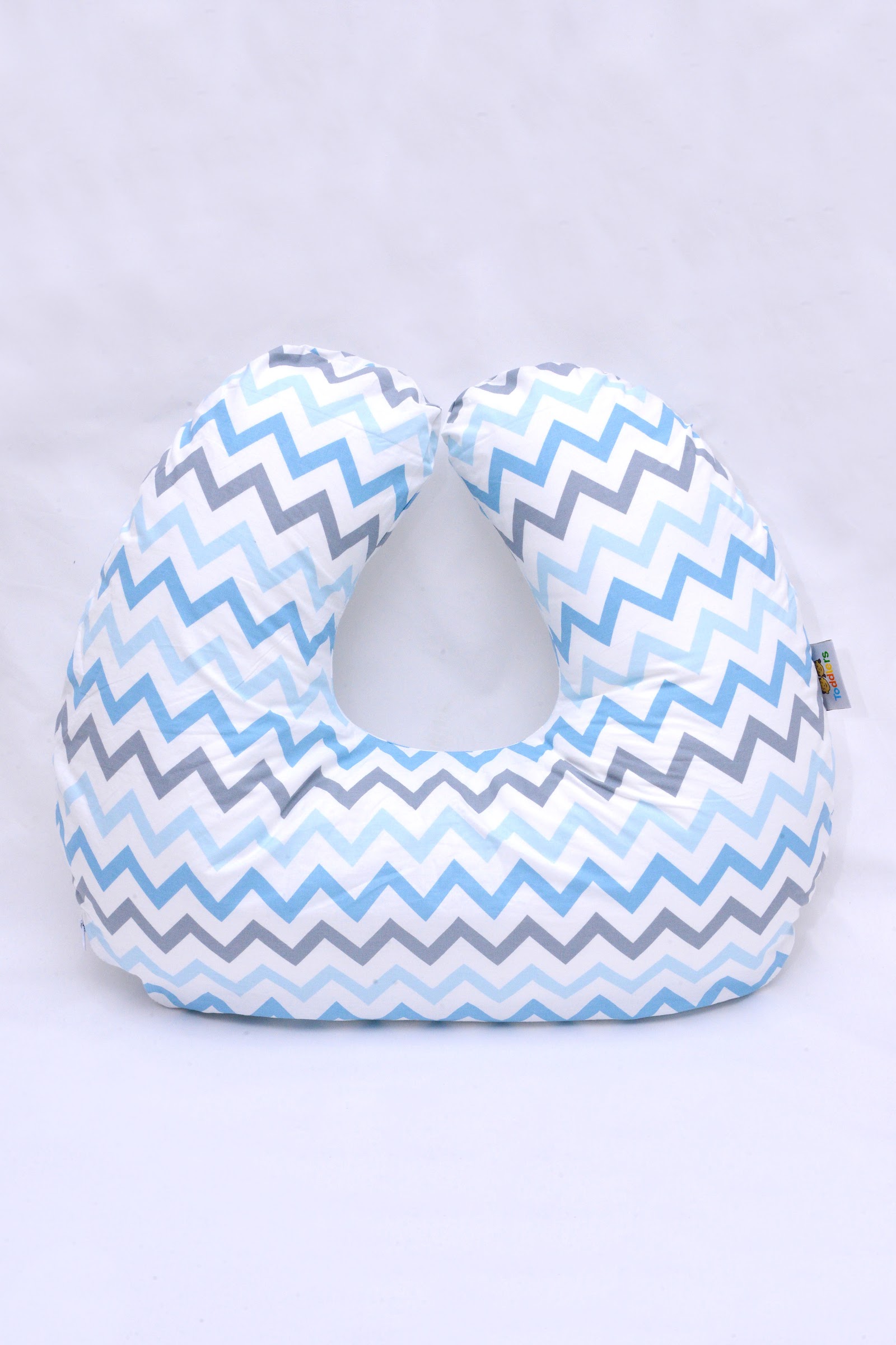 Coussin d'allaitement Zigzag Bleu Gris