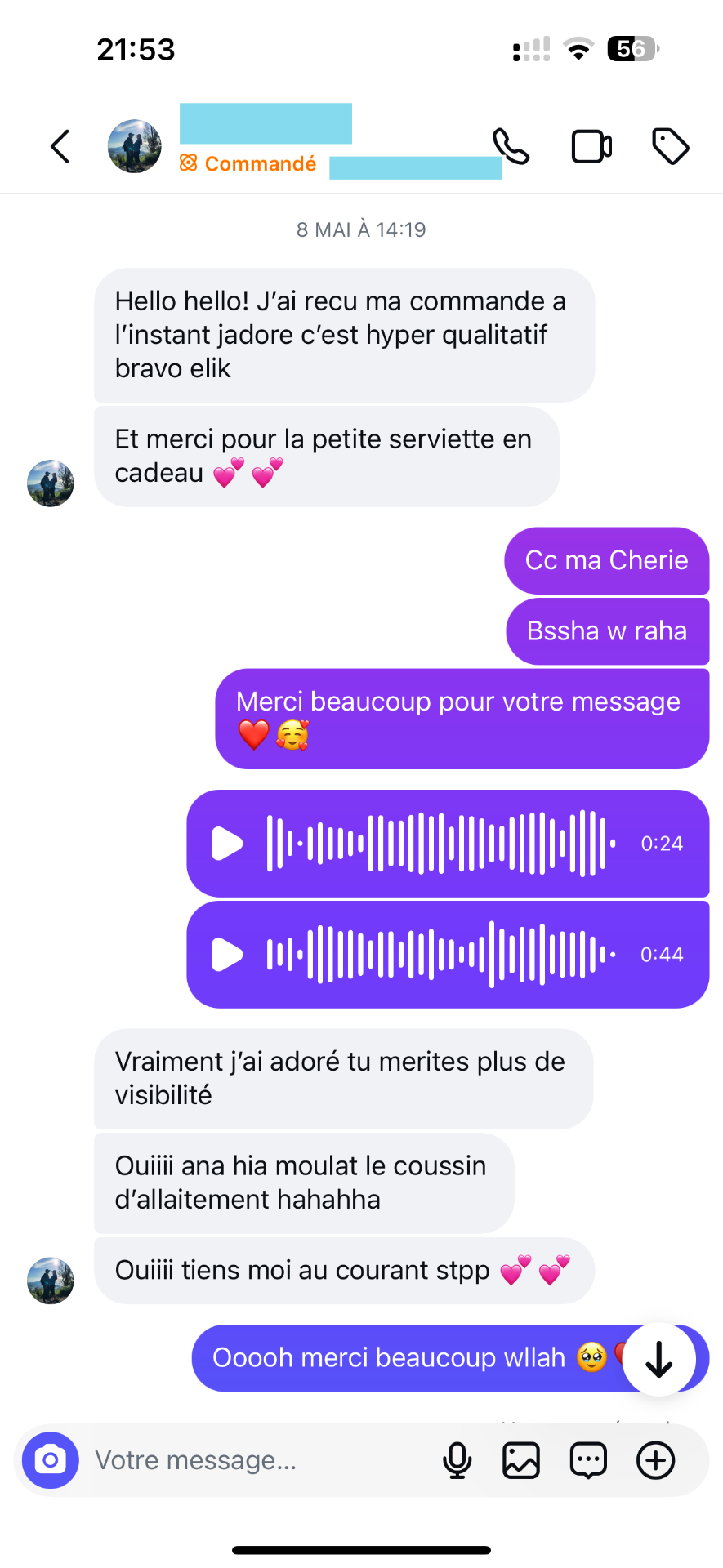 Message client de Imane