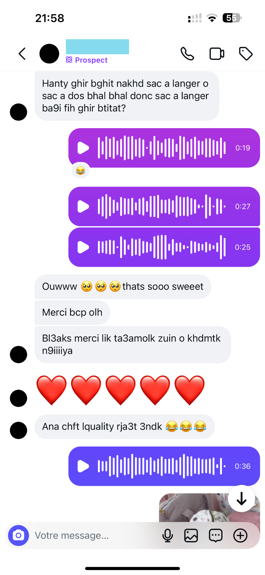 Message client de Lina