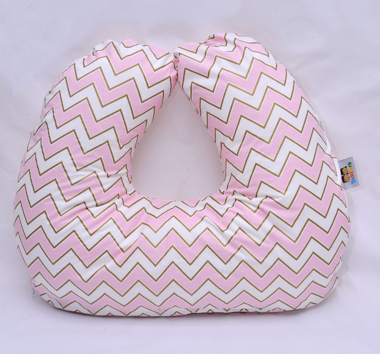 Coussin d'allaitement Zigzag Rose Dore