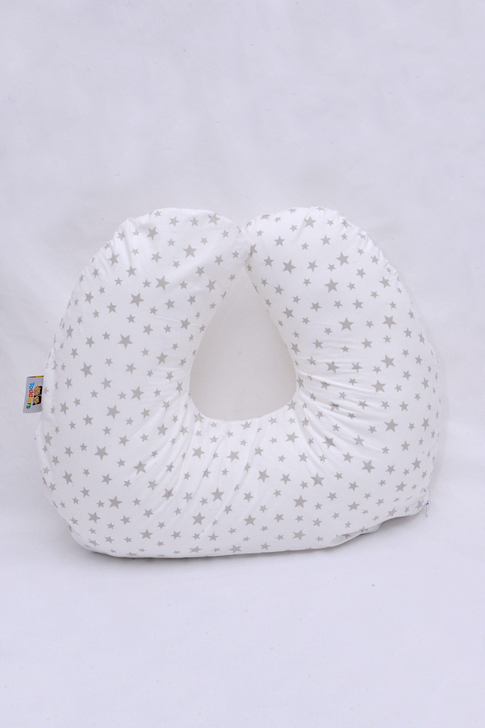 Coussin d'allaitement Etoile Taupe Blanc
